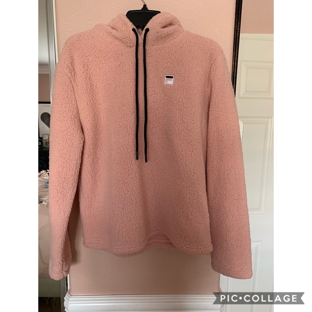 Fila Pink Turtleneck Sweater with Cozy Cowl Design